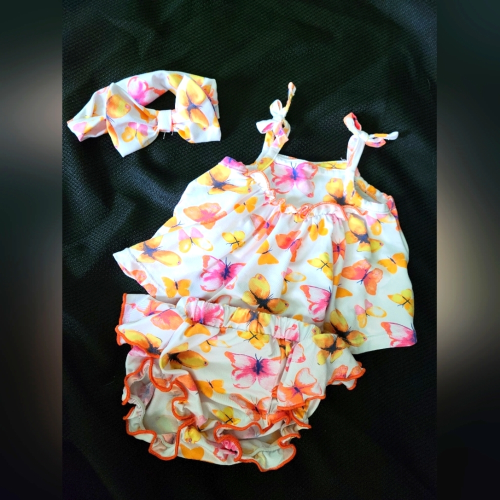 3 pc Butterfly tank top set